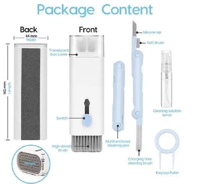 7-In-1 Multi-Device Cleaning Kit – Versatile Dust Brush for Keyboards, Screens & Earphones for Computers, Tablets & Bluetooth Devices